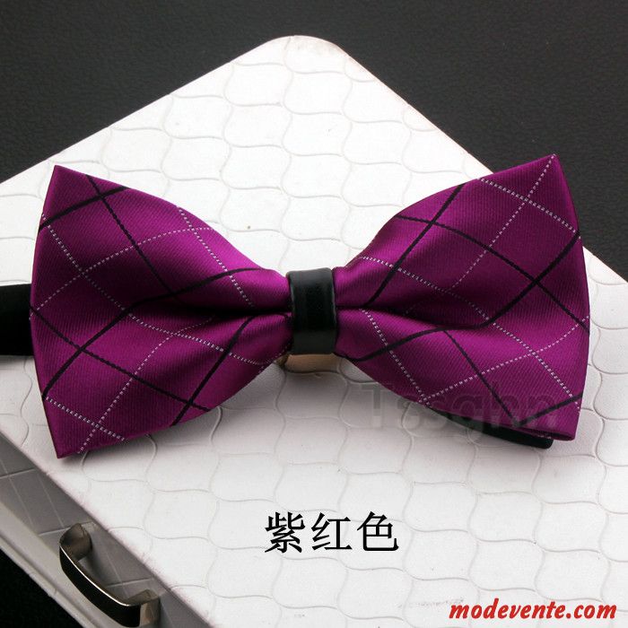 Nœud Papillon Homme All-match Loisir Le Nouveau Femme Vent De L'université Plaid Bordeaux Bleu Violet