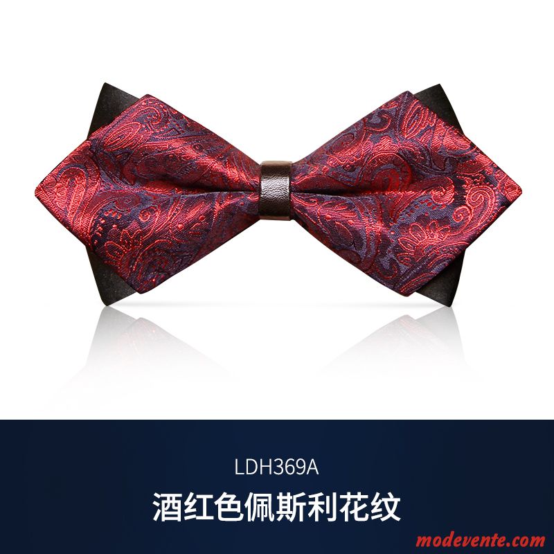 Nœud Papillon Homme Banquet Modèle Le Marié Meilleur Homme Marier Rhombe Bordeaux Noir