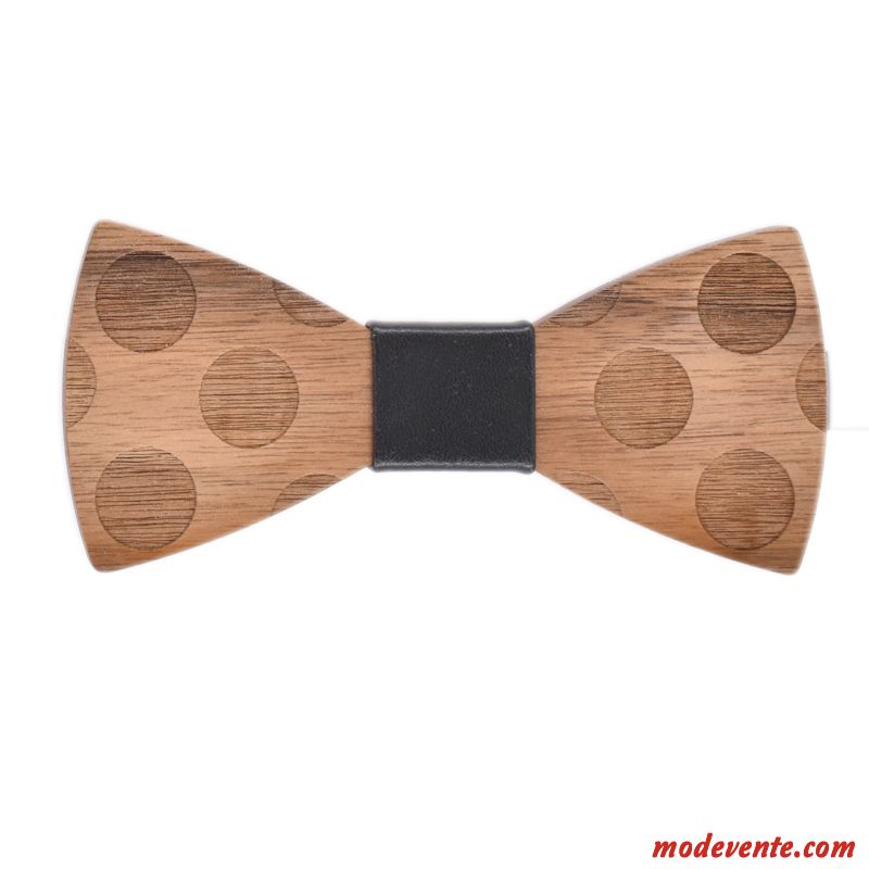 Nœud Papillon Homme Classique Bois Massif Créatif Points Qualité Le Nouveau Marron