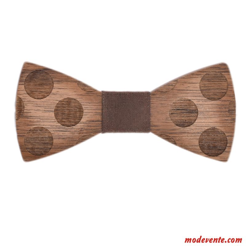 Nœud Papillon Homme Classique Bois Massif Créatif Points Qualité Le Nouveau Marron