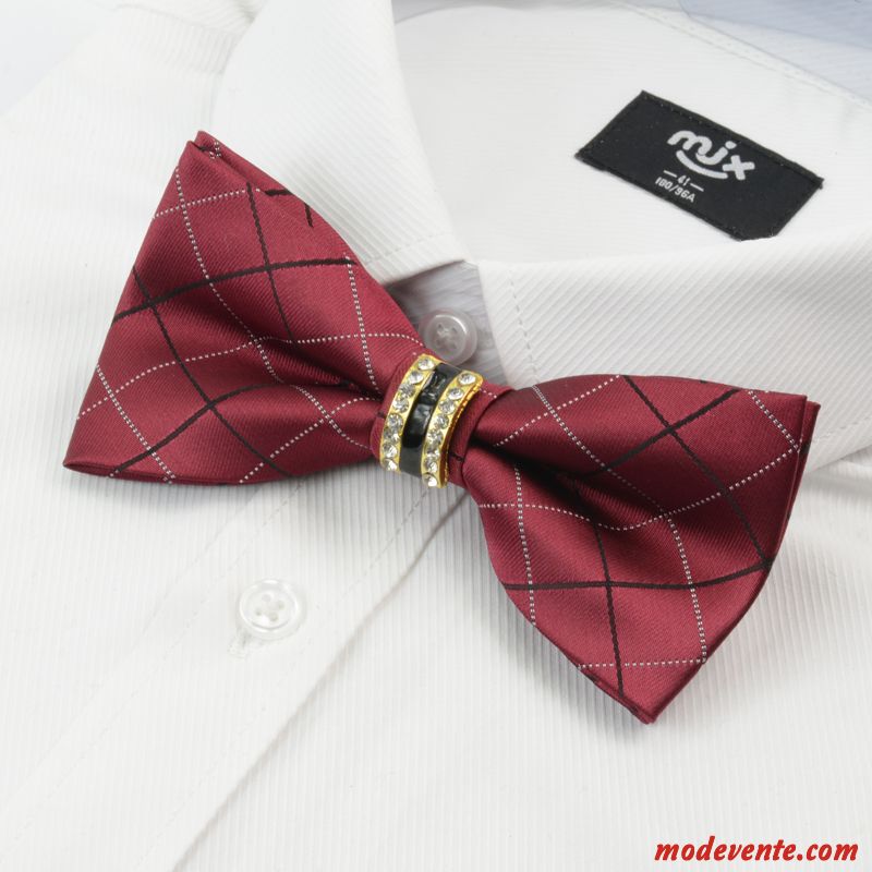 Nœud Papillon Homme Couche Double Marier Treillis Arc Meilleur Homme Mariage Bordeaux Noir