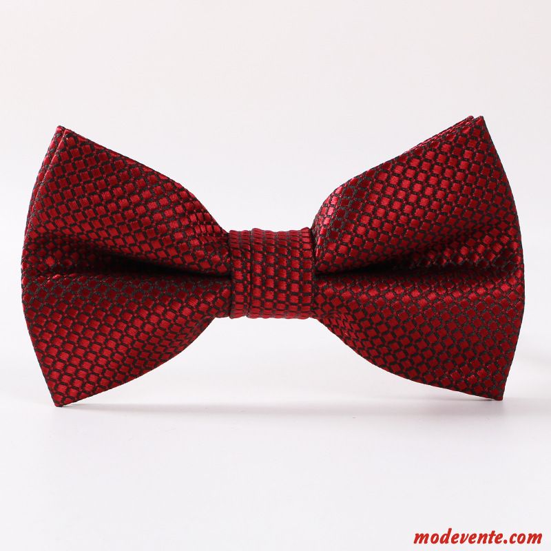 Nœud Papillon Homme Fleur Treillis Marier Britanique Arc Soie Rouge