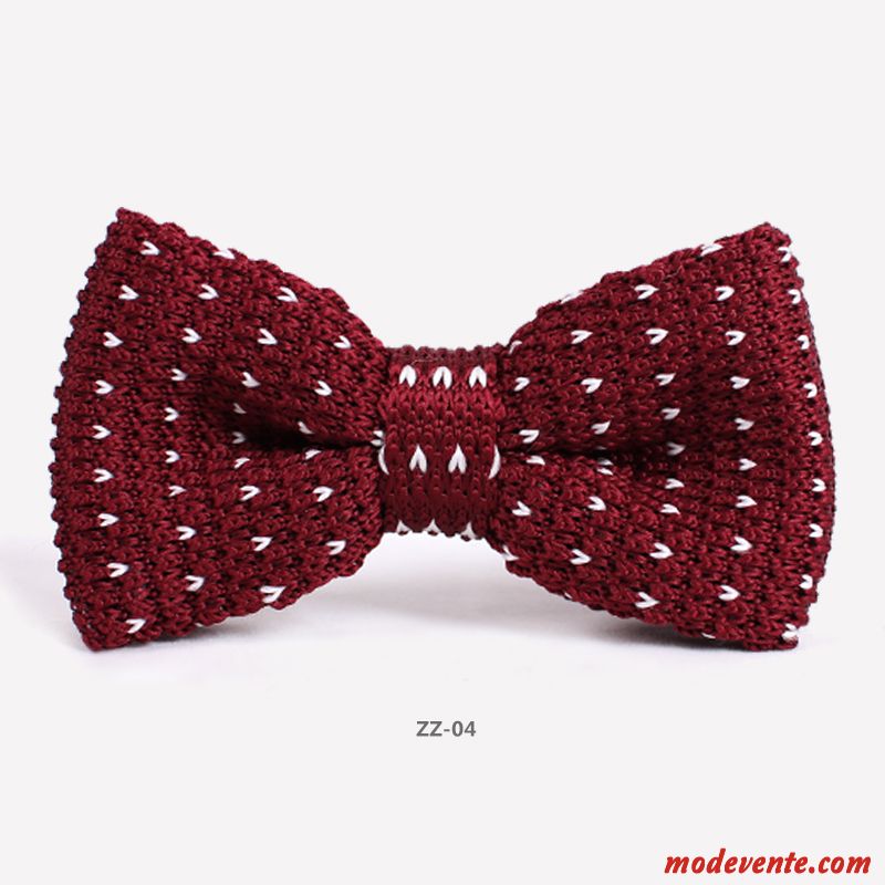 Nœud Papillon Homme Mode Arc Marier Le Marié Tendance Tricot Bordeaux