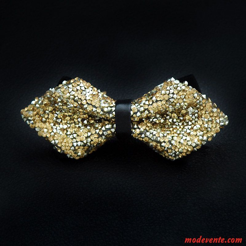 Nœud Papillon Homme Mode Pierres De Strass Vêtements De Cérémonie Arc Le Marié Personnalité Or