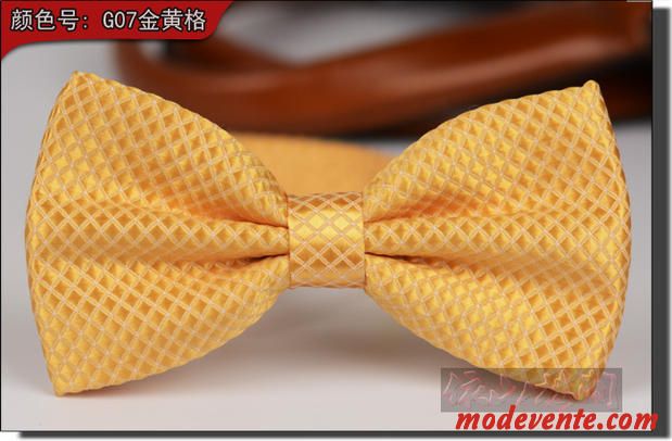 Nœud Papillon Homme Vêtements De Cérémonie Arc Marier Plaid Treillis Robe Jaune Or