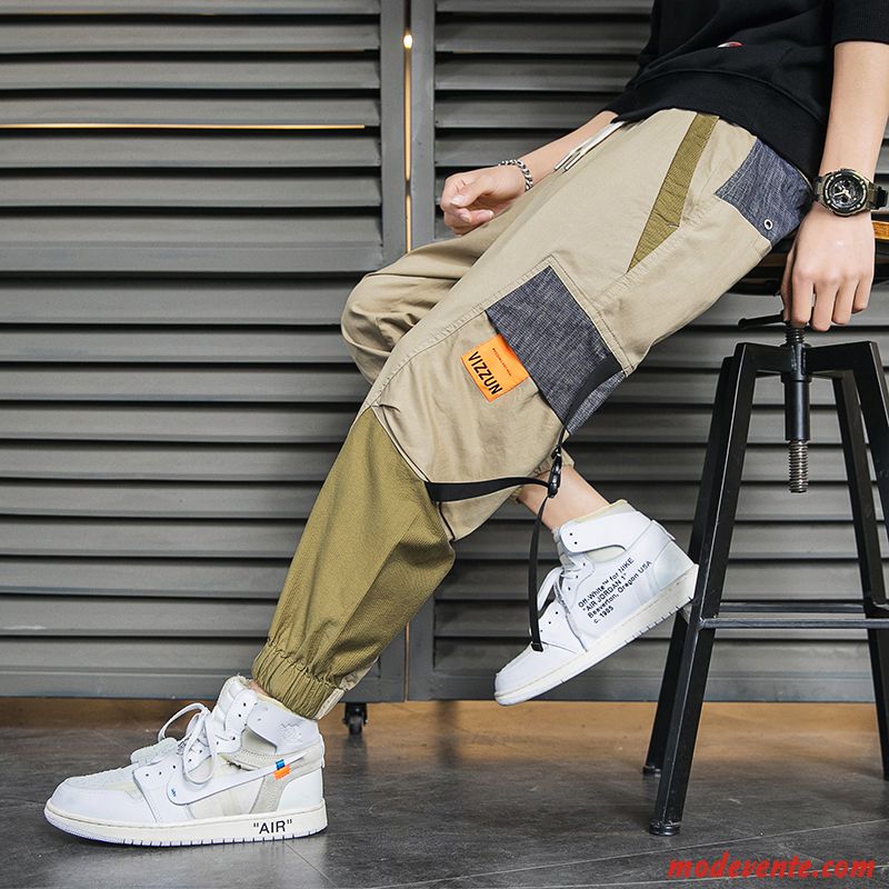 Pantalon Cargo Homme Baggy Marque De Tendance Été Kaki Serrés Beau