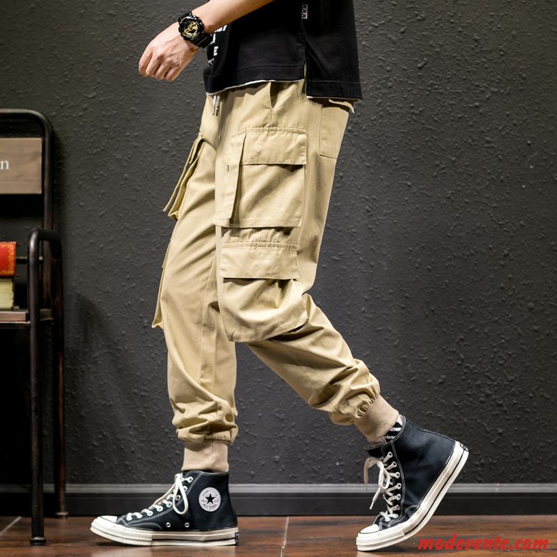 Pantalon Cargo Homme Baggy Été Grande Taille Tendance Kaki Décontractée