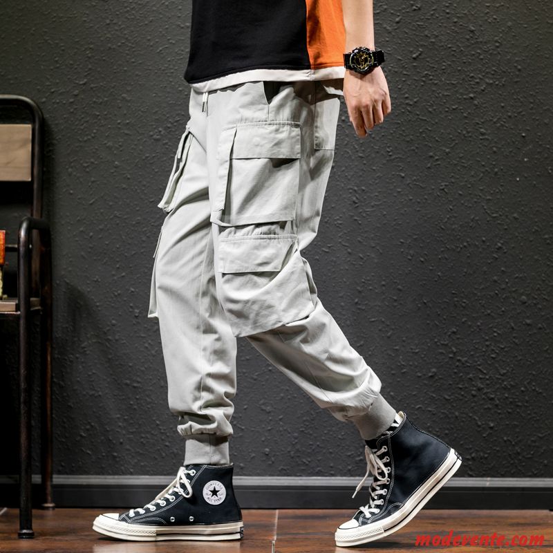 Pantalon Cargo Homme Baggy Été Grande Taille Tendance Kaki Décontractée