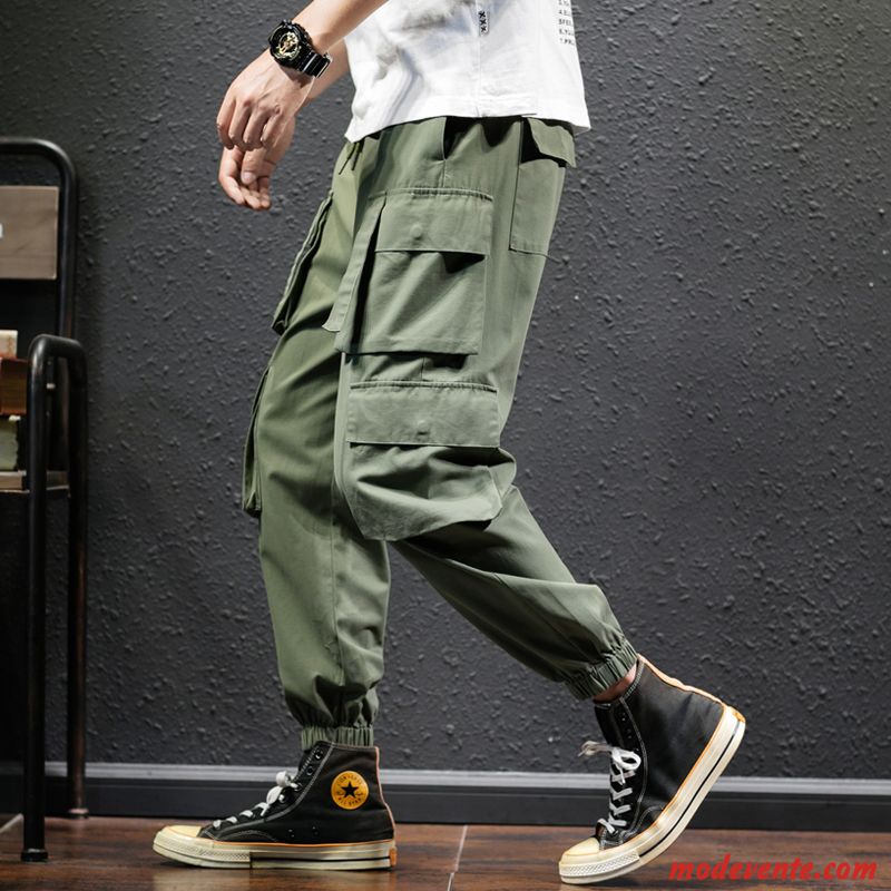 Pantalon Cargo Homme Baggy Été Grande Taille Tendance Kaki Décontractée