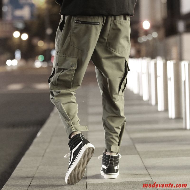 Pantalon Cargo Homme Beau Marque De Tendance Décontractée Hip Hop Ultra Serrés Vert