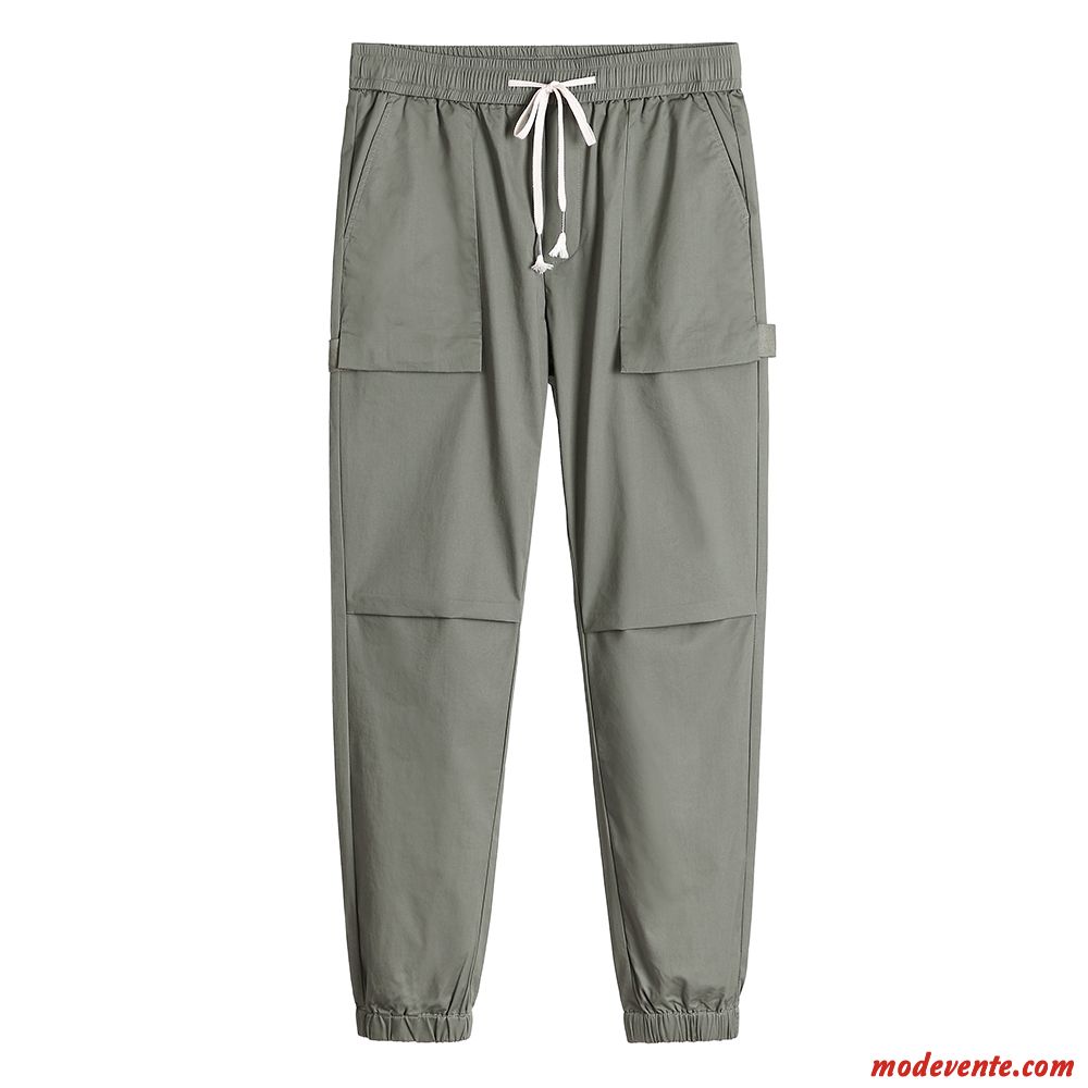 Pantalon Cargo Homme Décontractée Serrés Pantalons Tendance Maigre Vert Gris