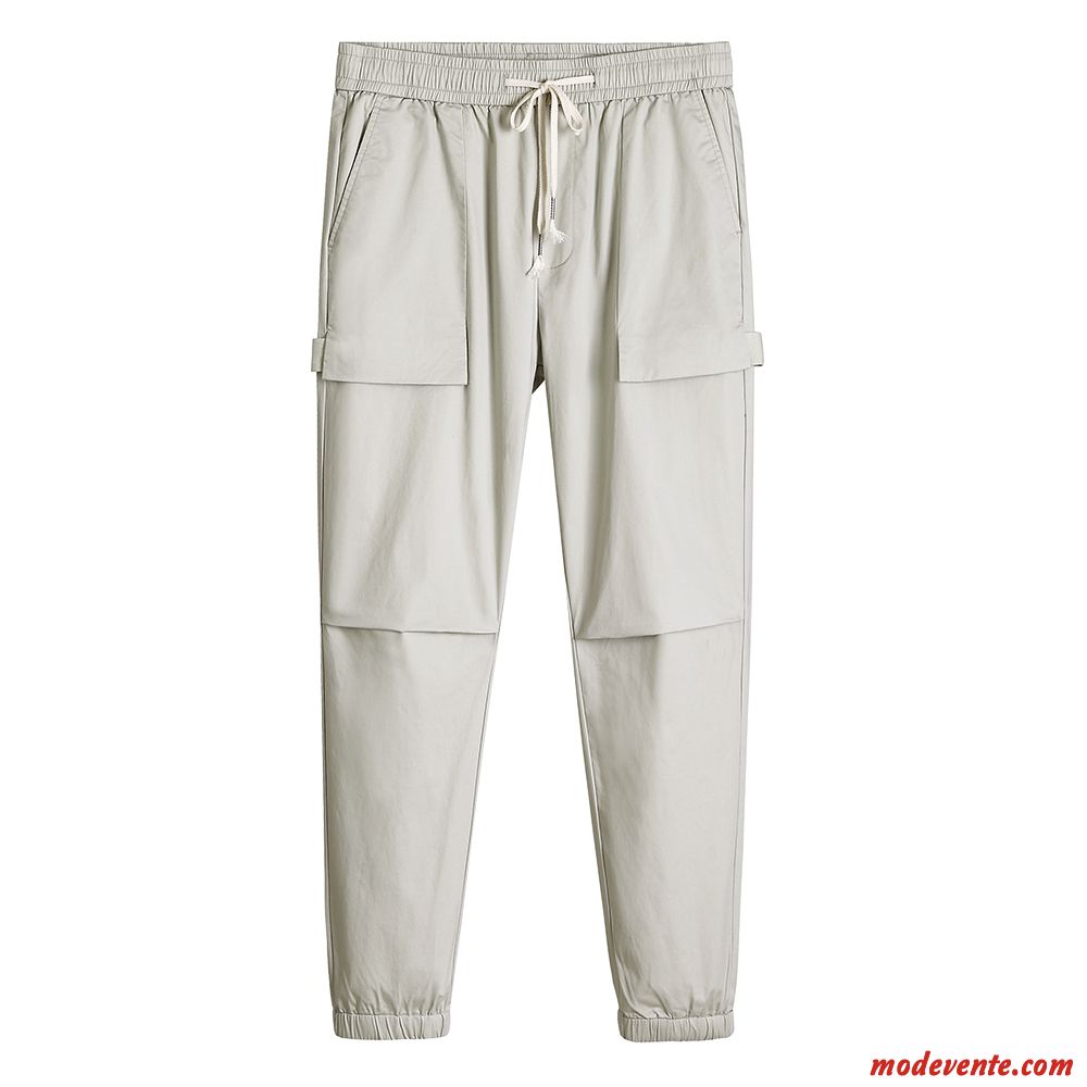 Pantalon Cargo Homme Décontractée Serrés Pantalons Tendance Maigre Vert Gris