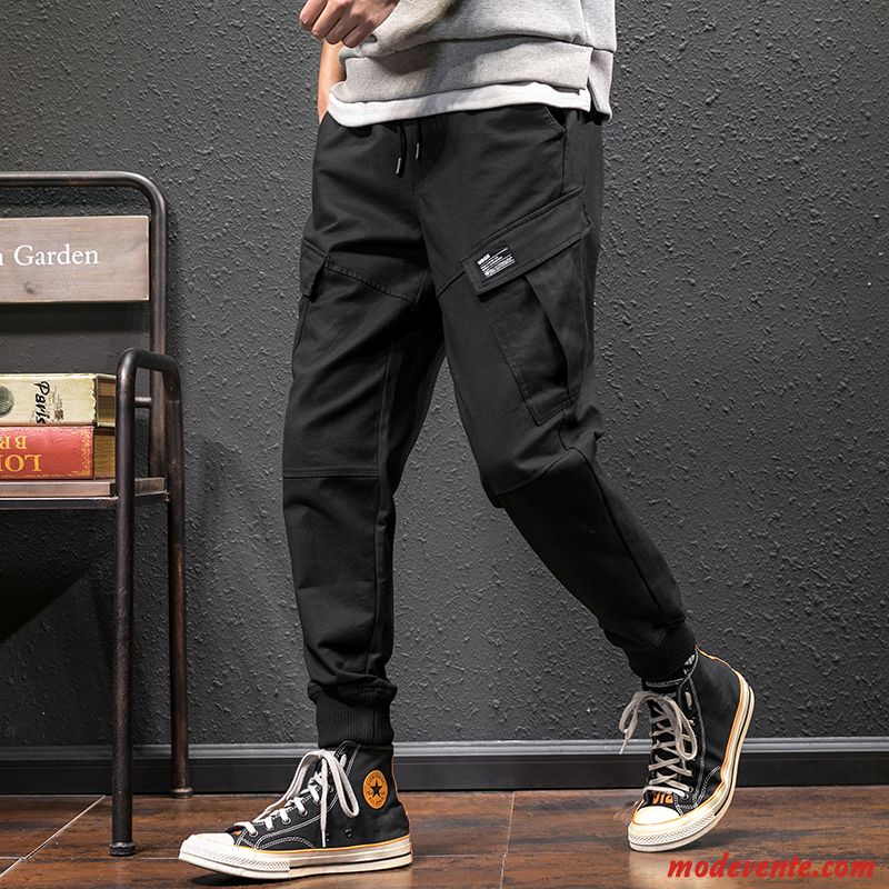 Pantalon Cargo Homme Harlan Serrés Marque De Tendance Baggy Pantalons Sport Noir