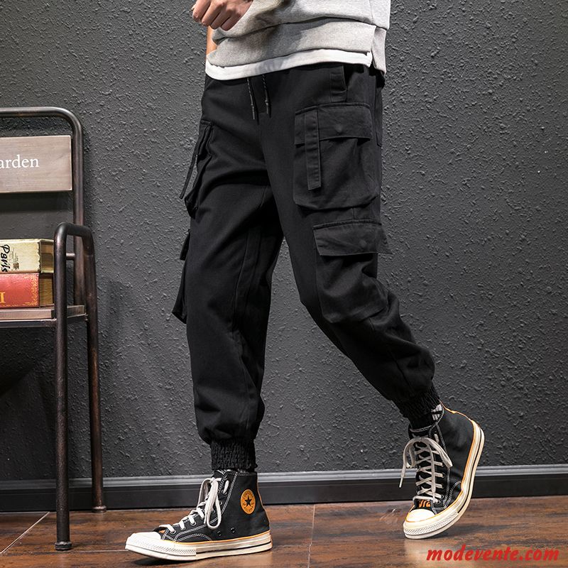 Pantalon Cargo Homme Harlan Serrés Marque De Tendance Baggy Pantalons Sport Noir