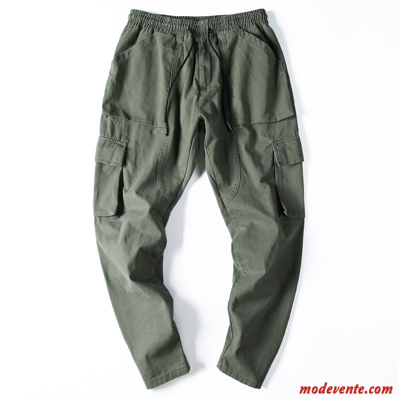 Pantalon Cargo Homme Jambe Droite Collants Marque De Tendance Été Baggy Légère Vert