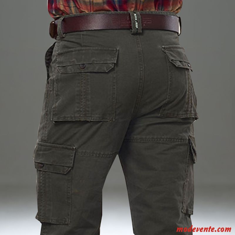 Pantalon Cargo Homme Jeunesse Longue Légère Pantalons Été Multi-poche Vert