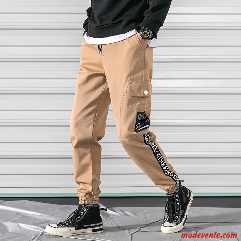 Pantalon Cargo Homme Kaki Serrés Étudiant Baggy Pantalons Printemps