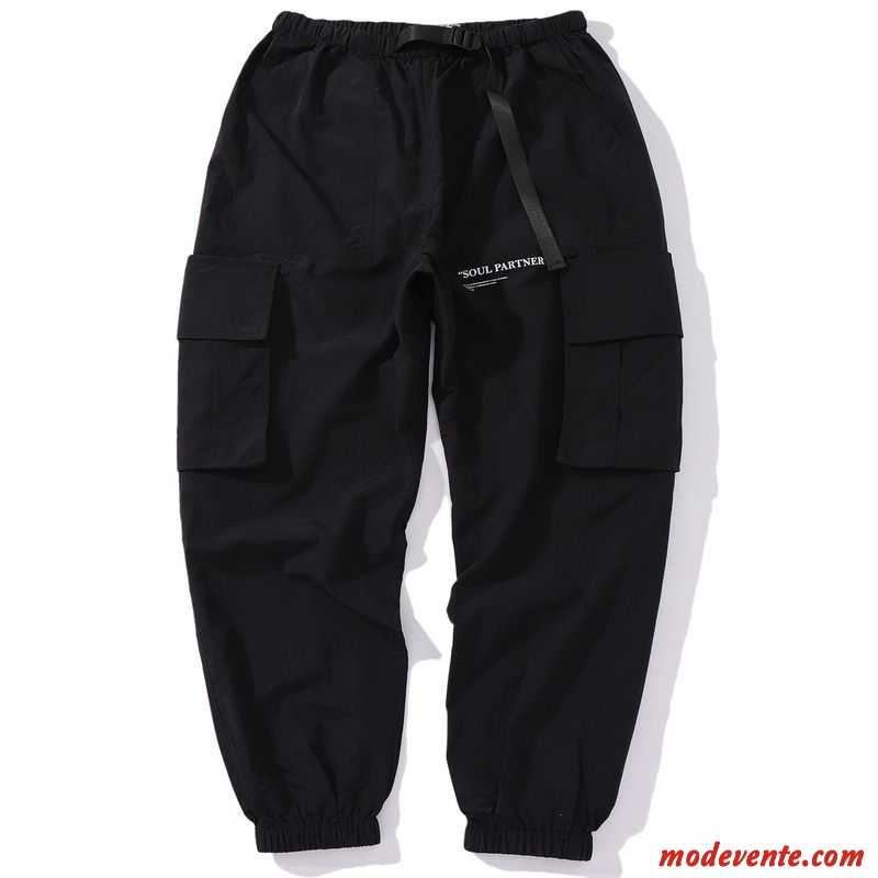 Pantalon Cargo Homme Pantalons Baggy Marque De Tendance Les Pantalons De Survêtement Serrés Été Noir