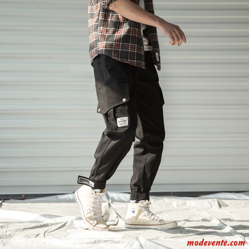 Pantalon Cargo Homme Pantalons Hip Hop Multi-poche Les Pantalons De Survêtement Baggy Serrés Gris