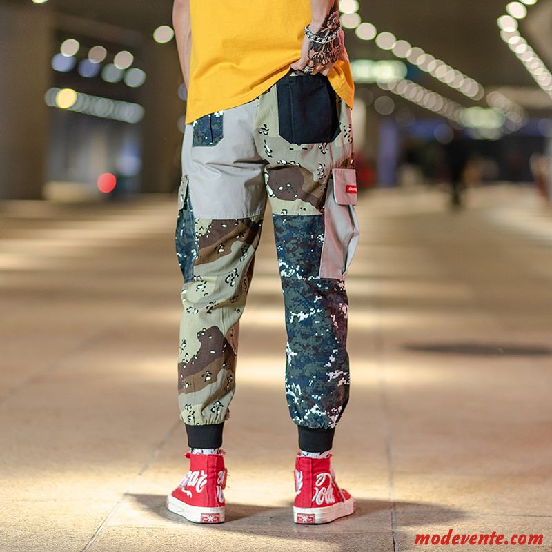 Pantalon Cargo Homme Printemps Baggy Camouflage Pantalons Marque De Tendance L'automne Impression Rouge