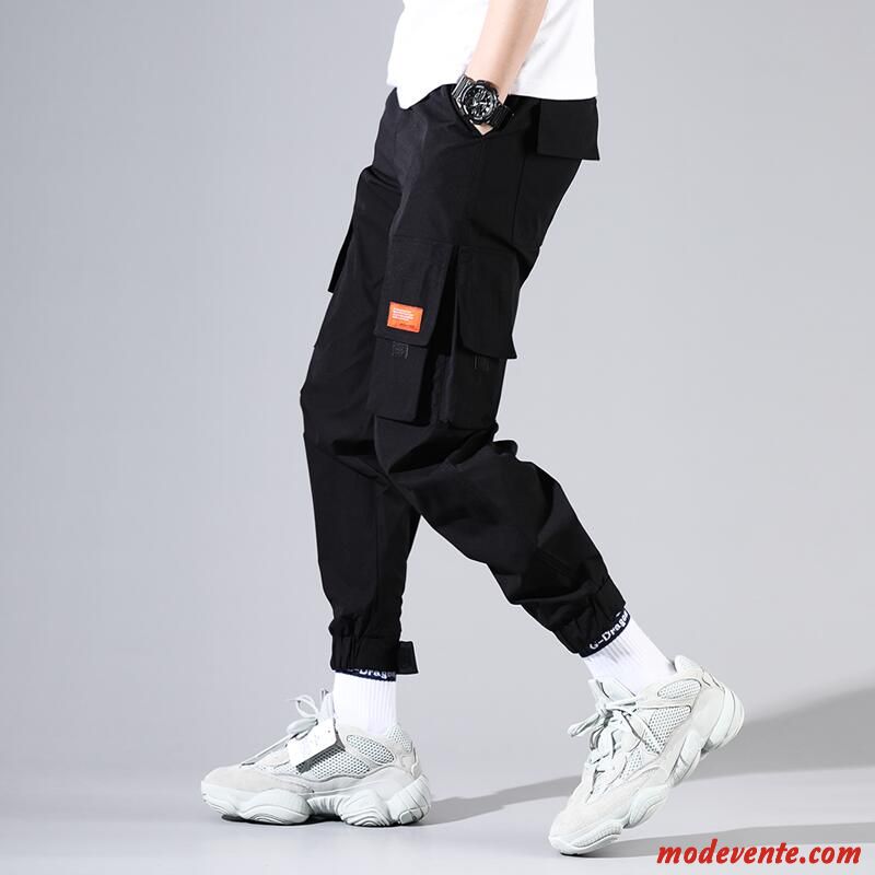 Pantalon Cargo Homme Printemps Pantalons Hip Hop Baggy Serrés Marque De Tendance Blanc