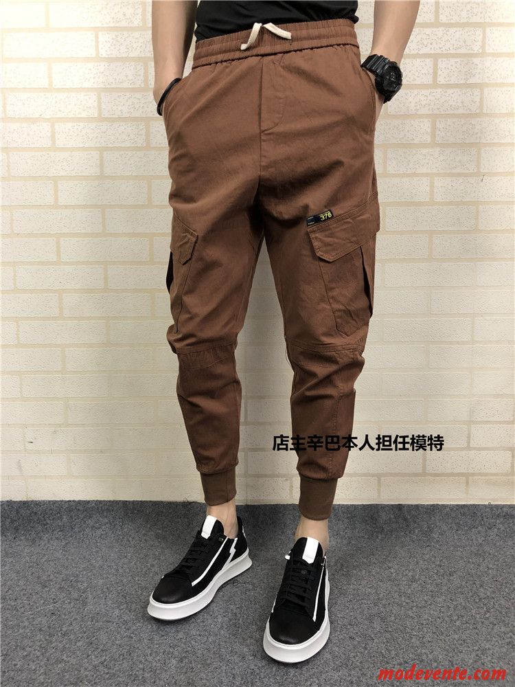 Pantalon Cargo Homme Rue Multi-poche Longue Maigre Pantalons Harlan Noir