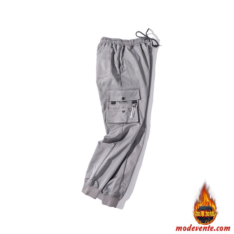 Pantalon Cargo Homme Serrés Décontractée Hip Hop Multi-poche Marque De Tendance Été Gris