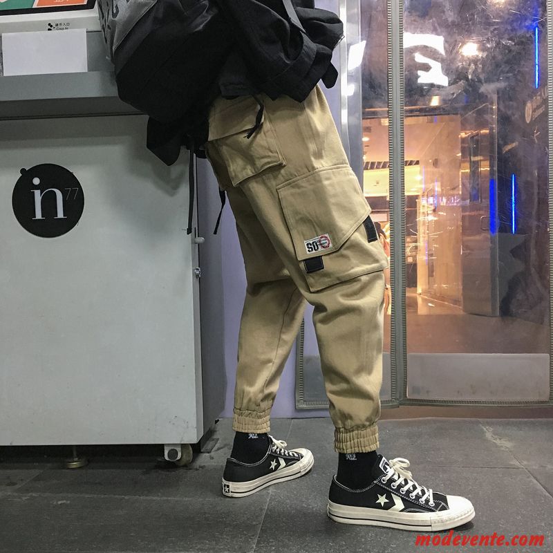 Pantalon Cargo Homme Serrés Tendance Étudiant Collants Baggy Kaki