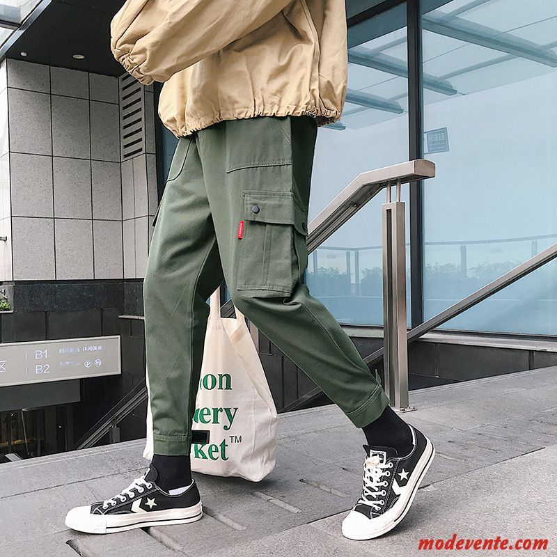 Pantalon Cargo Homme Tendance Baggy Marque De Tendance Décontractée L'automne Jambe Droite Vert