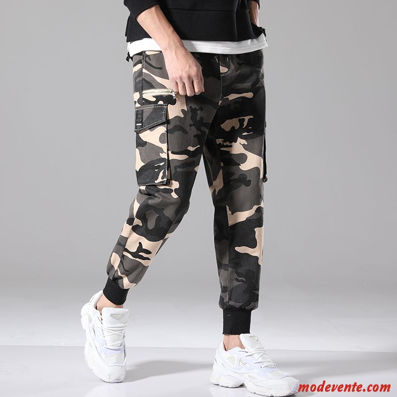 Pantalon Cargo Homme Tendance Collants Les Pantalons De Survêtement Marque De Tendance Camouflage Serrés Vert