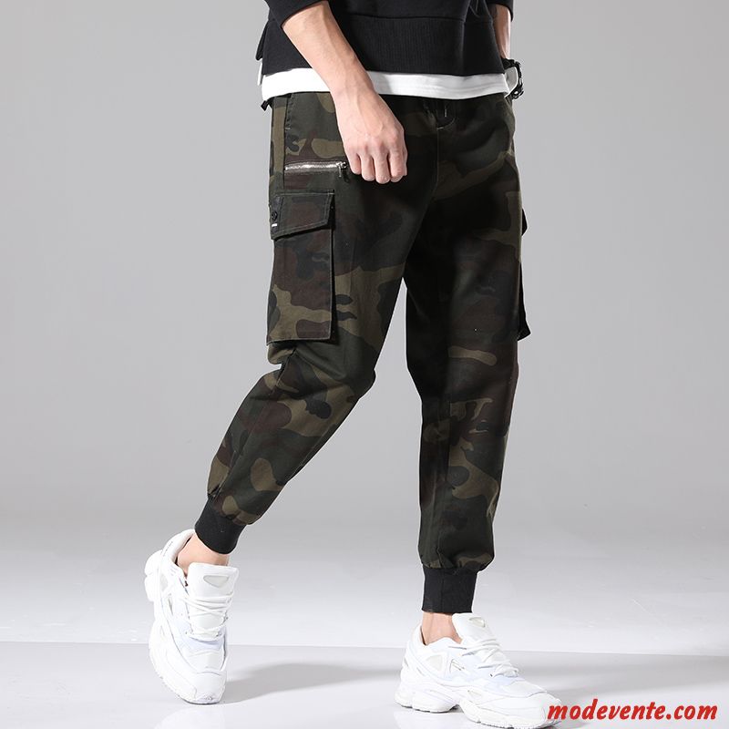 Pantalon Cargo Homme Tendance Collants Les Pantalons De Survêtement Marque De Tendance Camouflage Serrés Vert