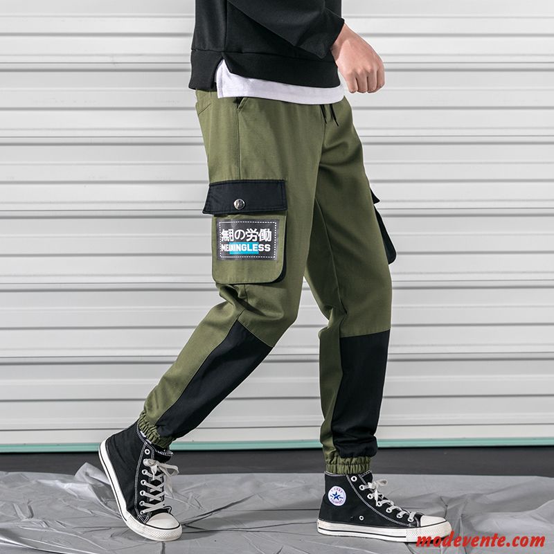 Pantalon Cargo Homme Tendance Printemps Sport Multi-poche Serrés Marque De Tendance Vert