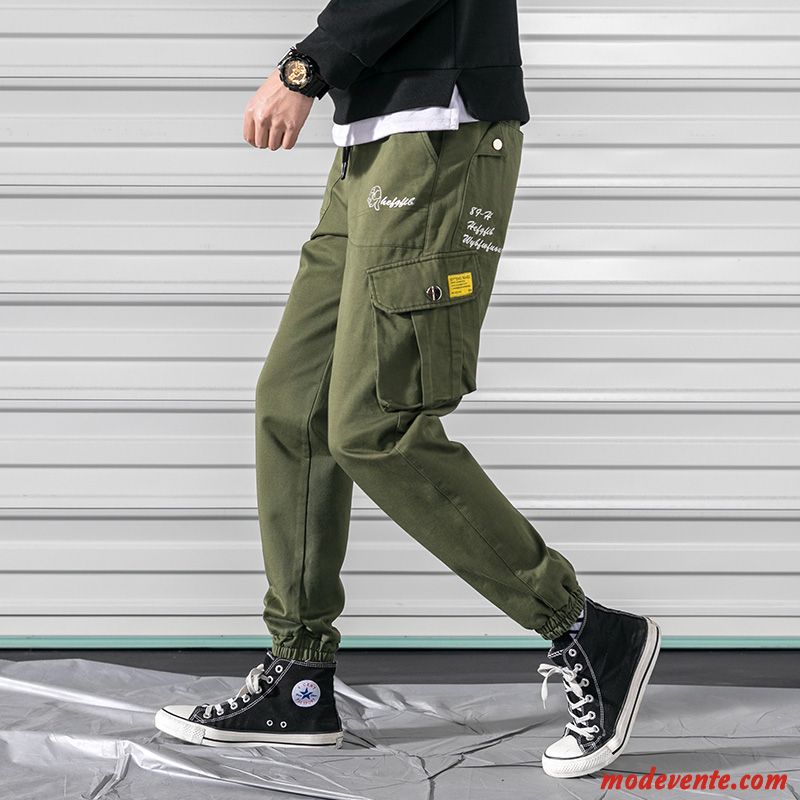 Pantalon Cargo Homme Tendance Printemps Sport Multi-poche Serrés Marque De Tendance Vert