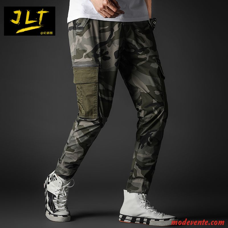 Pantalon Cargo Homme Tendance Slim Camouflage Pantalons Été Jeunesse