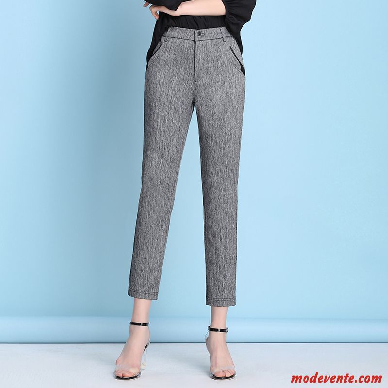 Pantalon Femme Baggy Extensible Haute Cintrée Printemps Jeans Noir