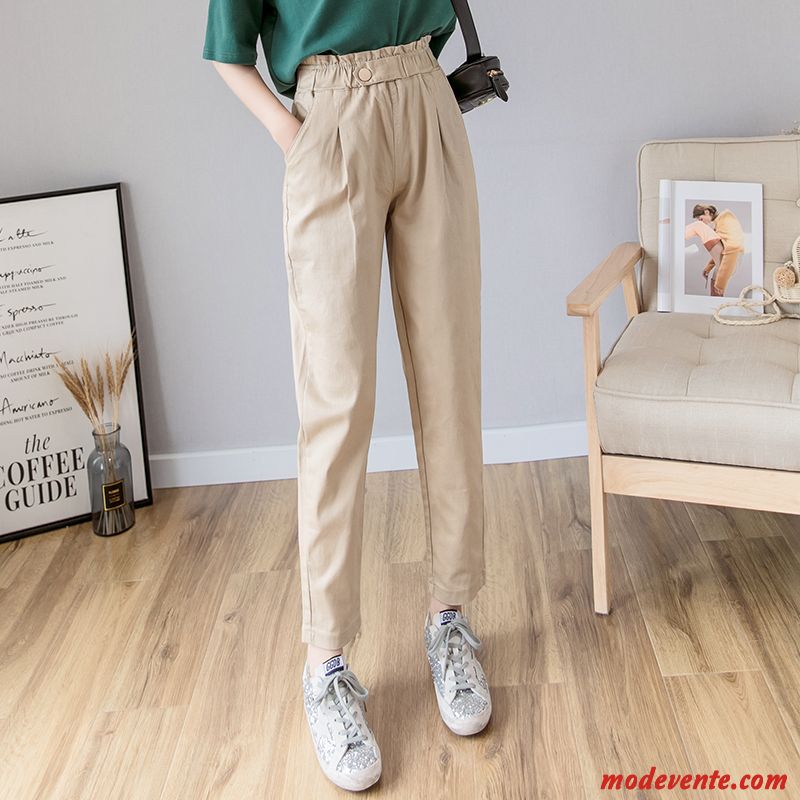 Pantalon Femme Baggy Jambe Droite Pantalon Cargo Kaki Harlan Printemps