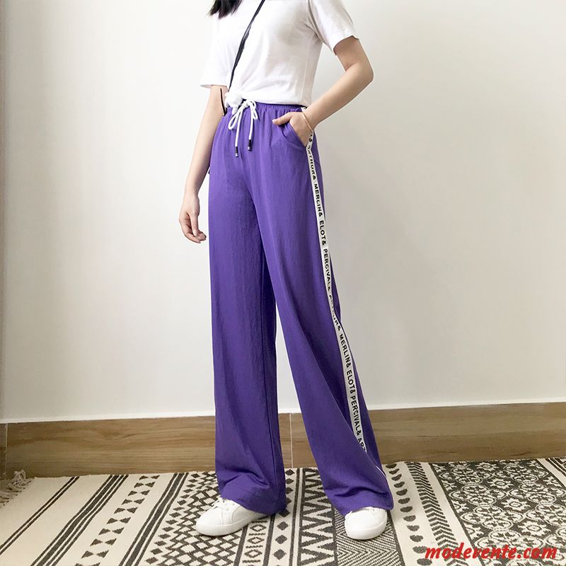 Pantalon Femme Haute Cintrée Jambe Droite Baggy Les Pantalon De Survêtement L'automne Violet