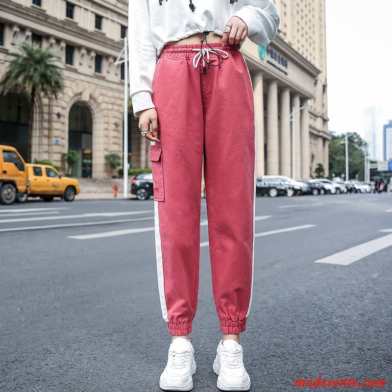 Pantalon Femme L'automne Serrés Baggy Décontractée Printemps Harlan Rouge Rose