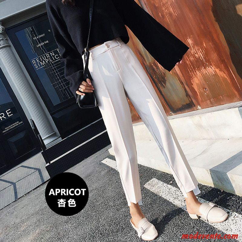 Pantalon Femme Légère Jambe Droite Baggy Haute Cintrée Costume Été Noir