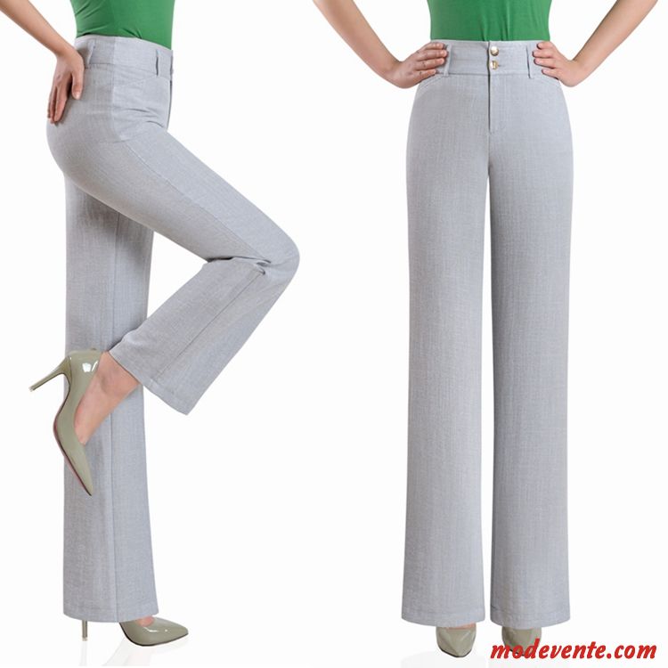 Pantalon Femme Mince Décontractée Respirant Été Jambe Droite Lin Rose
