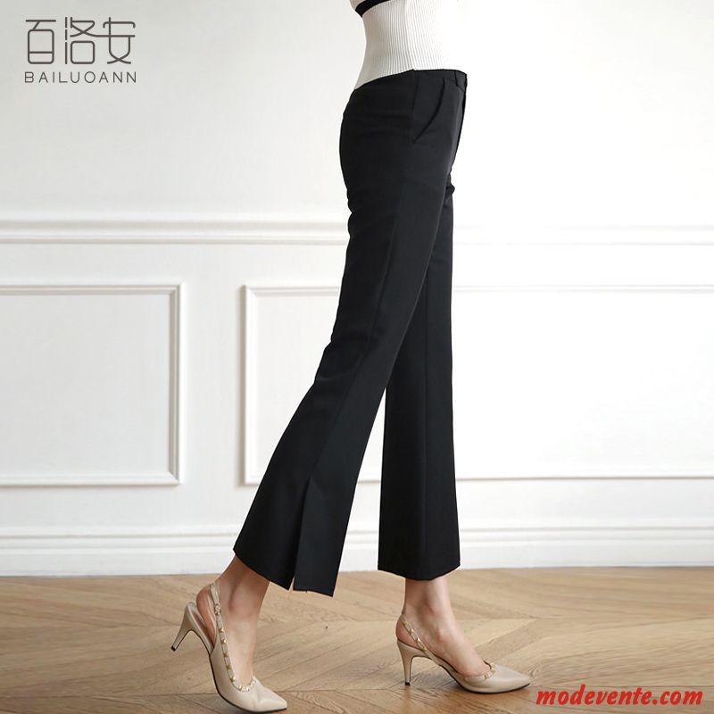 Pantalon Femme Mode Slim Été Tempérament Jean Évasé Noir