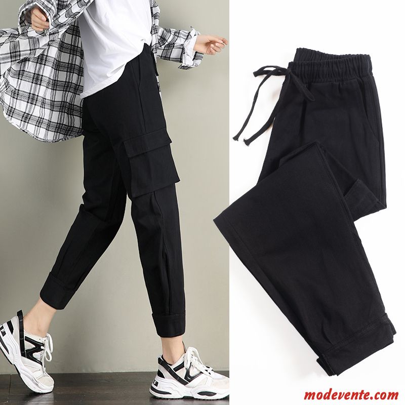 Pantalon Femme Étudiant Baggy Printemps Serrés Jambe Droite Haute Cintrée