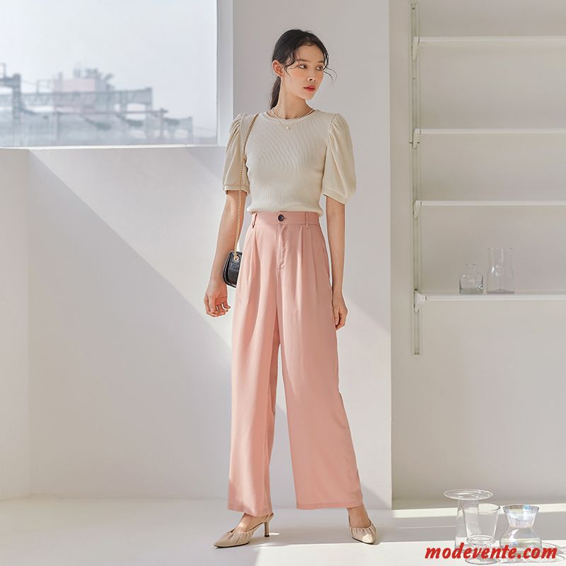 Pantalon Femme Été Décontractée Rose