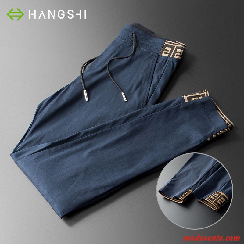 Pantalon Homme Baggy Légère Respirant Épissure Les Pantalons De Survêtement Été Bleu Marin Bleu