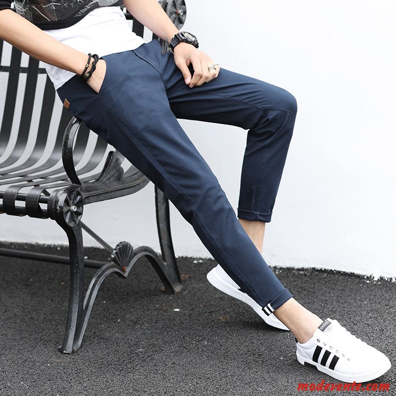 Pantalon Homme Collants Slim Mince Printemps Pantalons Tendance Bleu