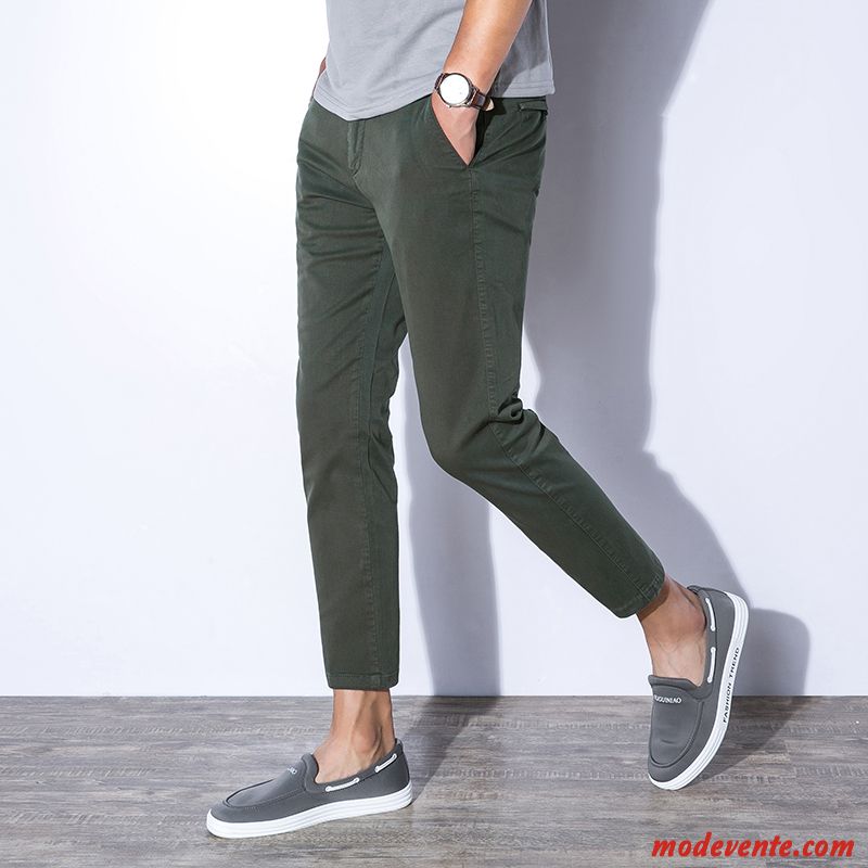 Pantalon Homme Extensible Collants Été Delavé Légère Pantalons Vert