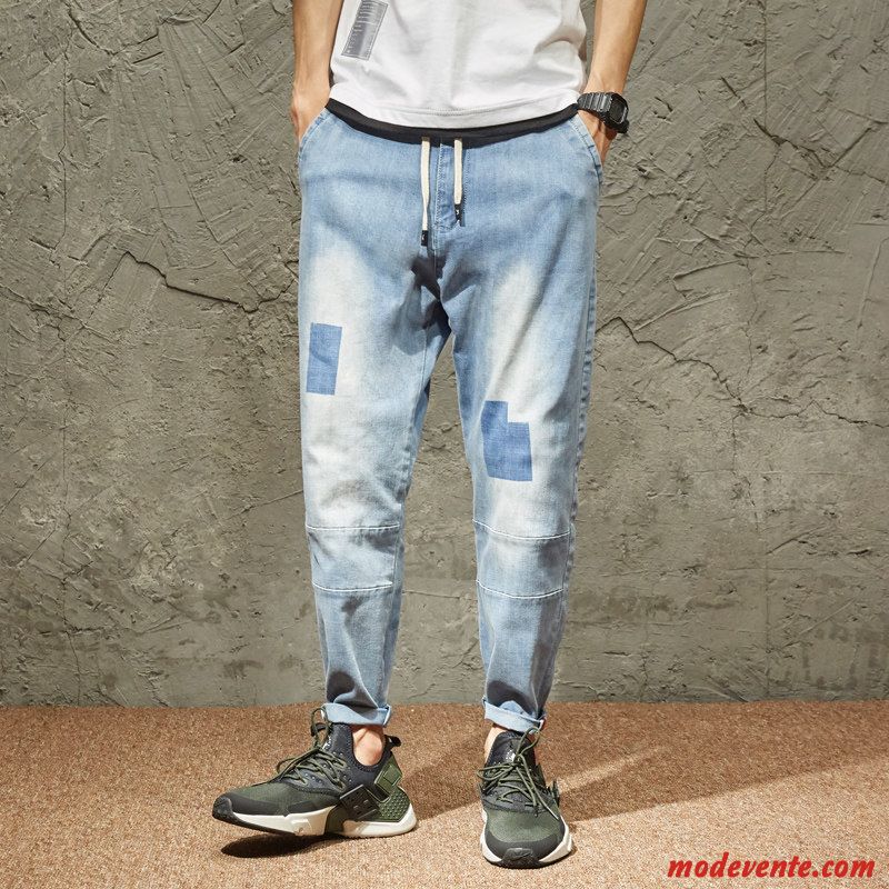 Pantalon Homme Grande Taille Élastique Pantalons Les Adolescents Extensible Gros Bleu