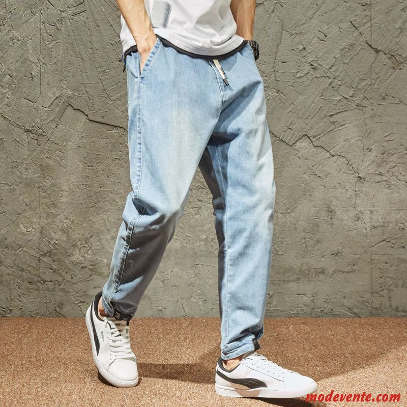 Pantalon Homme Grande Taille Élastique Pantalons Les Adolescents Extensible Gros Bleu