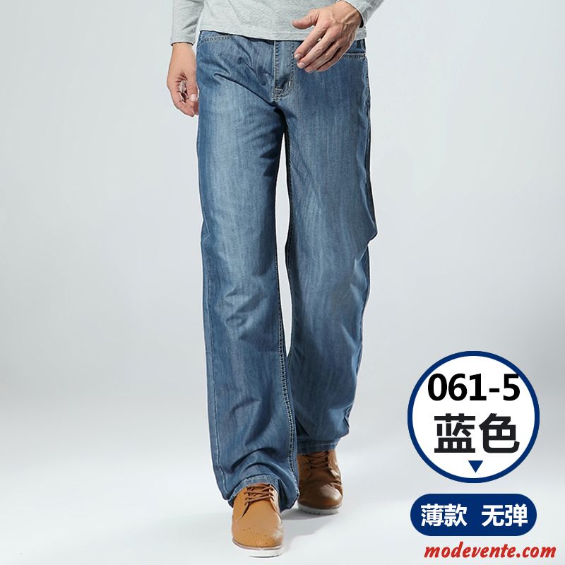 Pantalon Homme Jambe Droite Baggy Longue Décontractée Jeans Légère Bleu