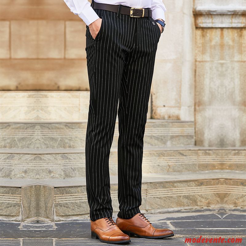 Pantalon Homme Jambe Droite De Travail Longue Slim Tendance Pantalons Noir